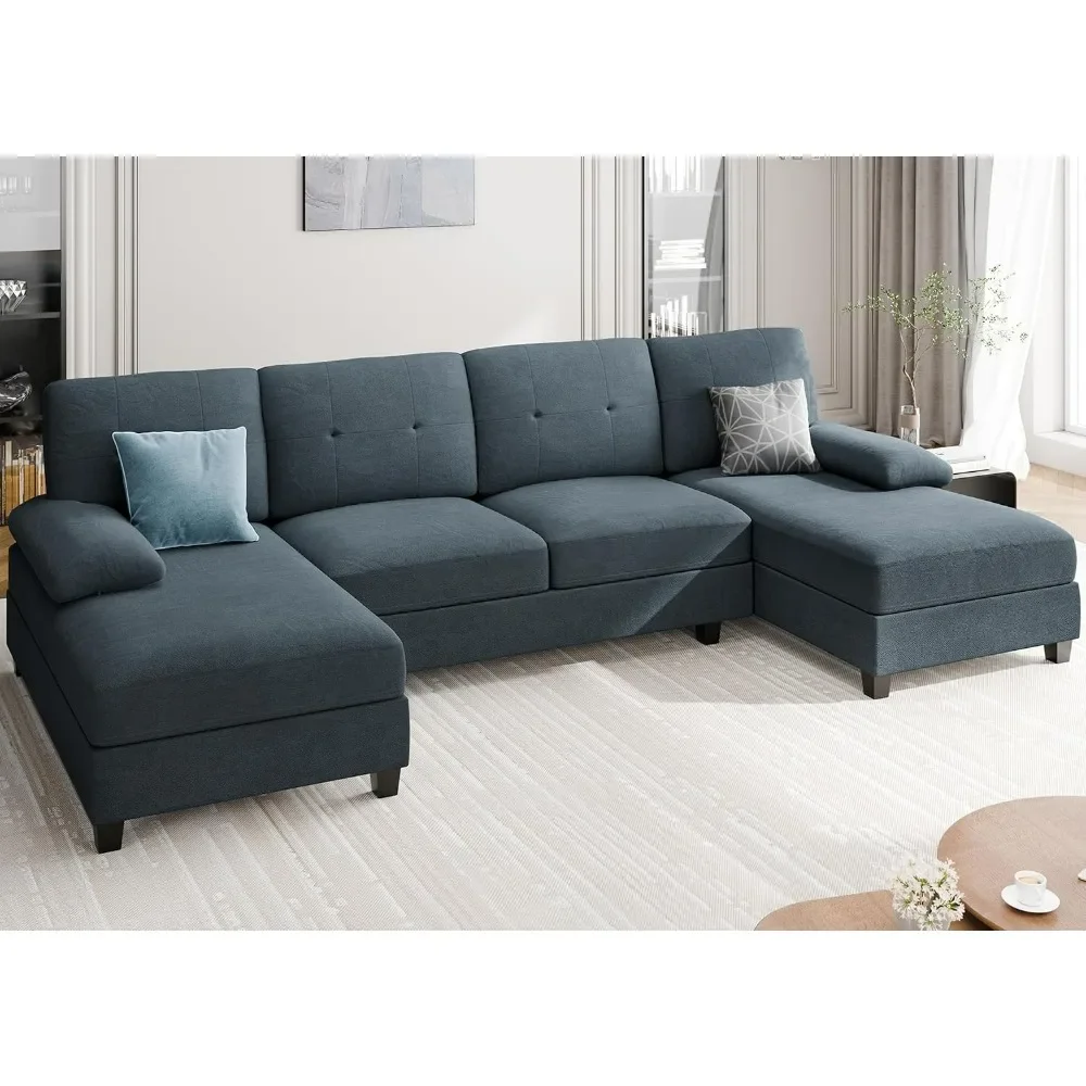 

Секционные диваны для гостиной, U-образный диван для гостиной, секционный диван с двойным шезлонгом, секционный диван, лен