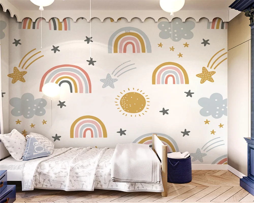 Beibehang personnalisé Protection de l'environnement nuage étoiles chambre d'enfants filles garçons chambre maternelle papier peint papier peint