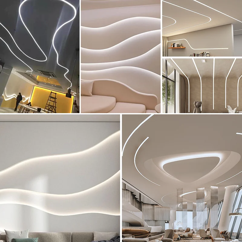 Selubung Silikon LED Strip Lampu Fleksibel Hitam Putih dengan Penutup Pelindung Kontur Tepi