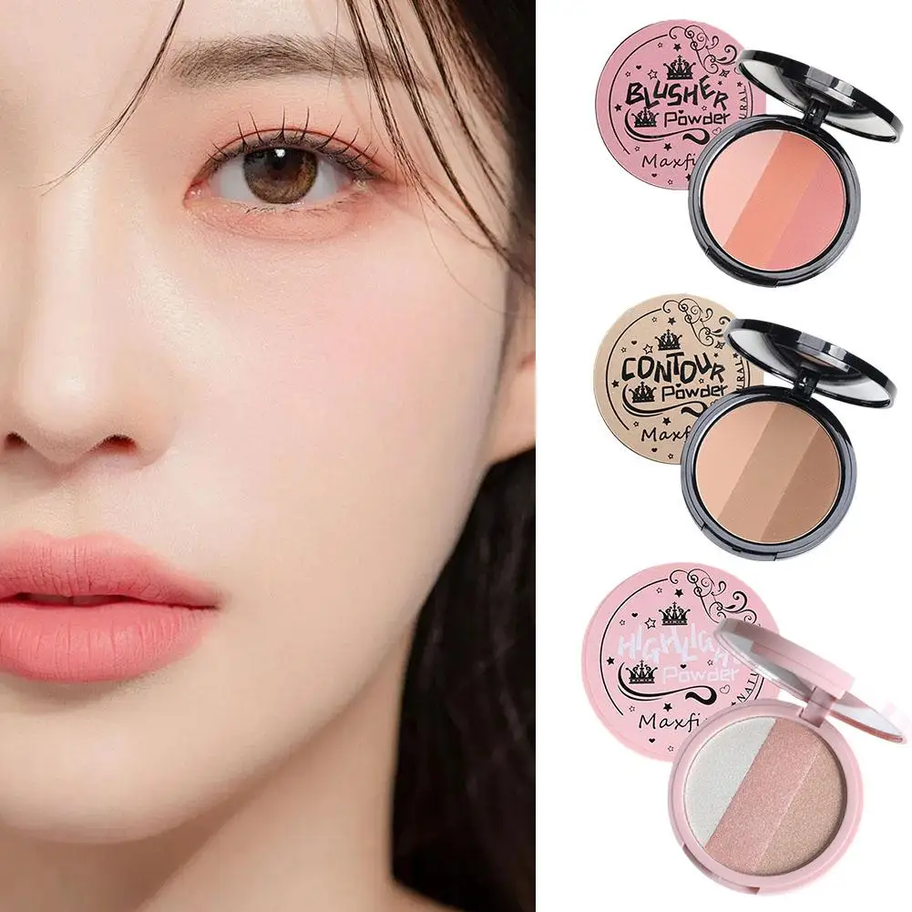 3 Farben Bronzer Text marker Palette Gesicht matt braun Kaffee Kontur Schatten Pulver Rose rosa erröten Hochglanz Illuminator Make-up