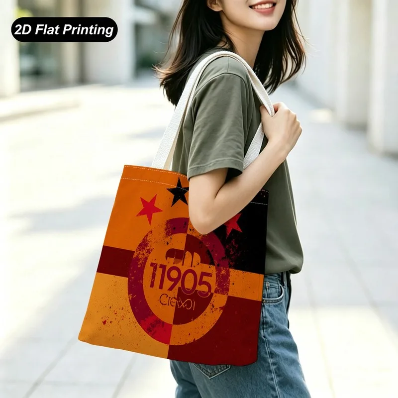 1PC【Tote Bag】2DFlat effect，Vintage distressed printed tote bag，Large capacity and durable，Adapted shopping、Daily C