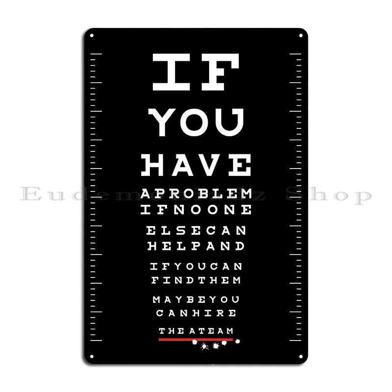 A Team Eye Chart Metal Sign Poster Kitchen Decoration Kitchen Wall Cave Character Tin Sign Poster