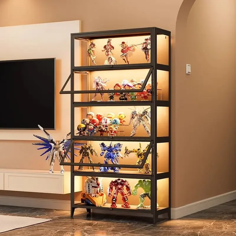 

blind box building block millet storage pain cabinet dustproof iron glass bookcase