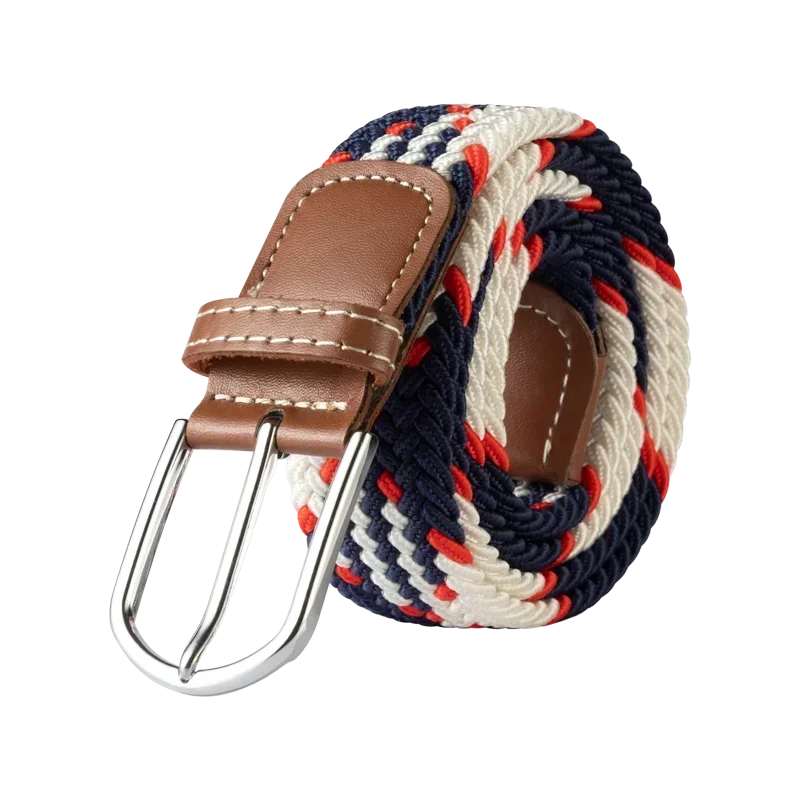 107/120/130cm Female Casual Knitted Pin Buckle Women Belt Woven Canvas Elastic Expandable Braided Stretch Jeans Belts for Men