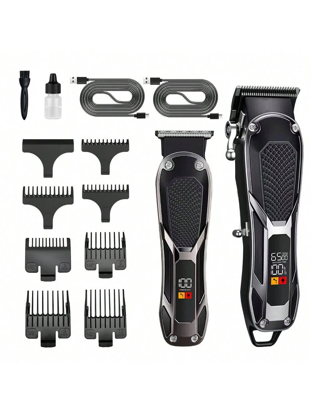 Cordless Electric Hair Clippers for Men Professional Barber Clippers and Trimmers Set for Hair Cutting Kit with LED Display