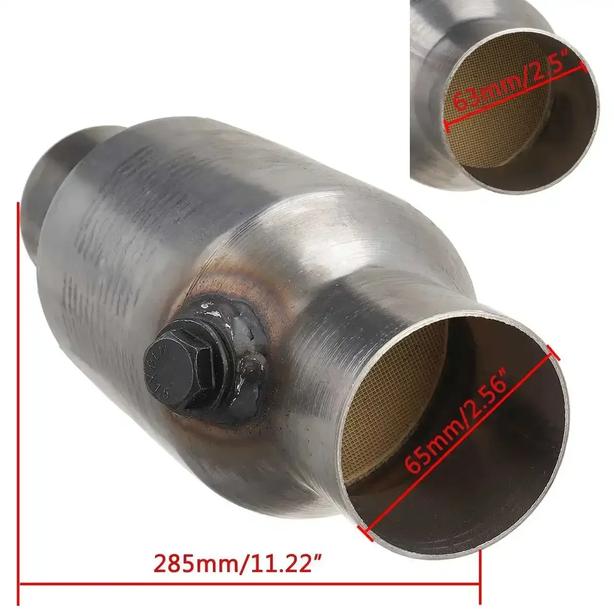 

Car Exhaust Catalytic Converter High Flow Stainless Steel Weld-On Catalytic Converter Universal 2.5" 63mm