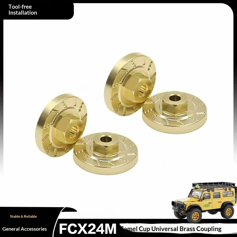 FMS FCX24M Camel Trophy Tacoma Brass Wheel Hex Adapter 7mm 4Pcs Upgrade Parts Set for RC Crawler Aluminum Accessories