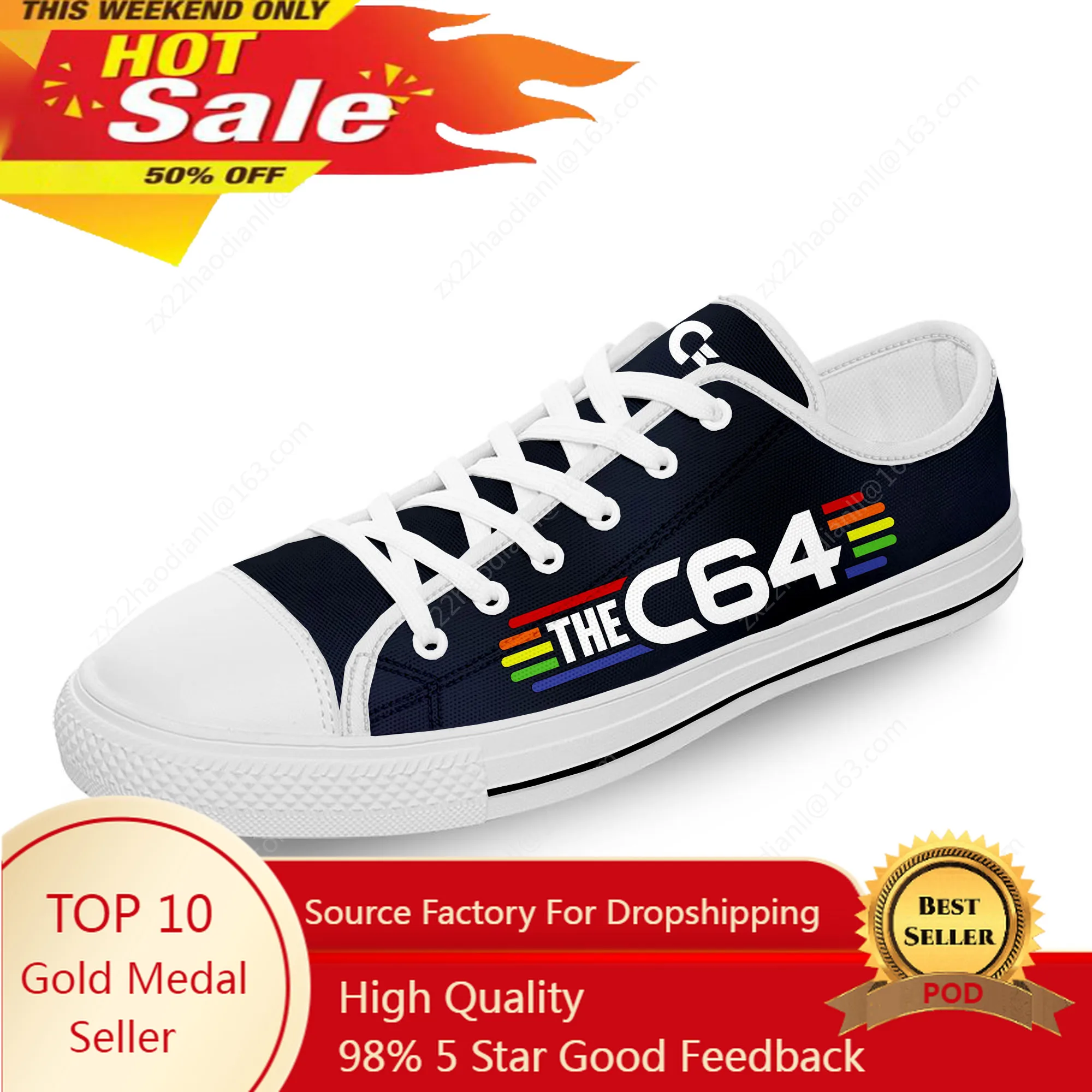 

Commodore C64 SID Amiga Computer White Cloth Fashion 3D Print Low Top Canvas Shoes Men Women Lightweight Breathable Sneakers