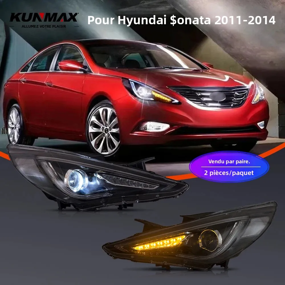Paire d'assemblage de phares de voiture LED pour Hyundai Sonata 2011 – 2014, feux avant DRL, clignotants, Plug and Play