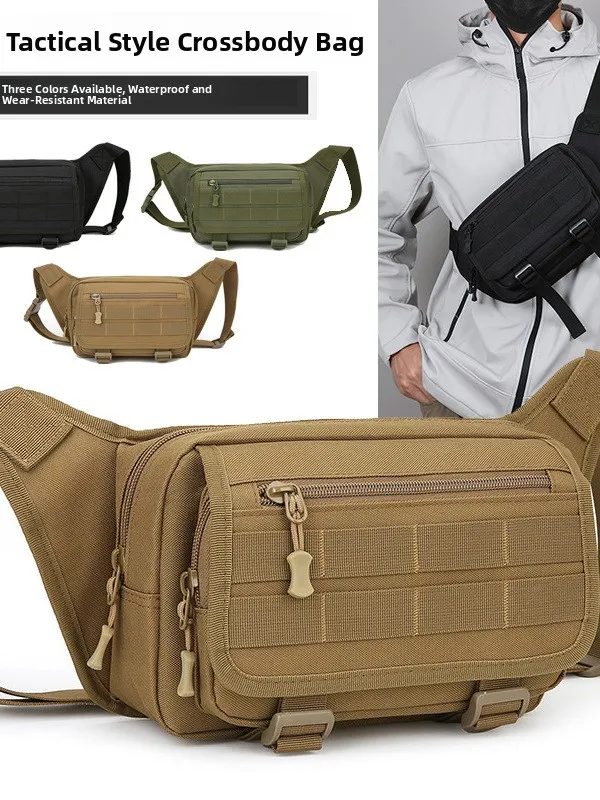 

Тактическая мужская сумка через плечо, модная пригородная спортивная поясная сумка почтальона, сумка на одно плечо, крутой нейлоновый материал, молния, хлопок...