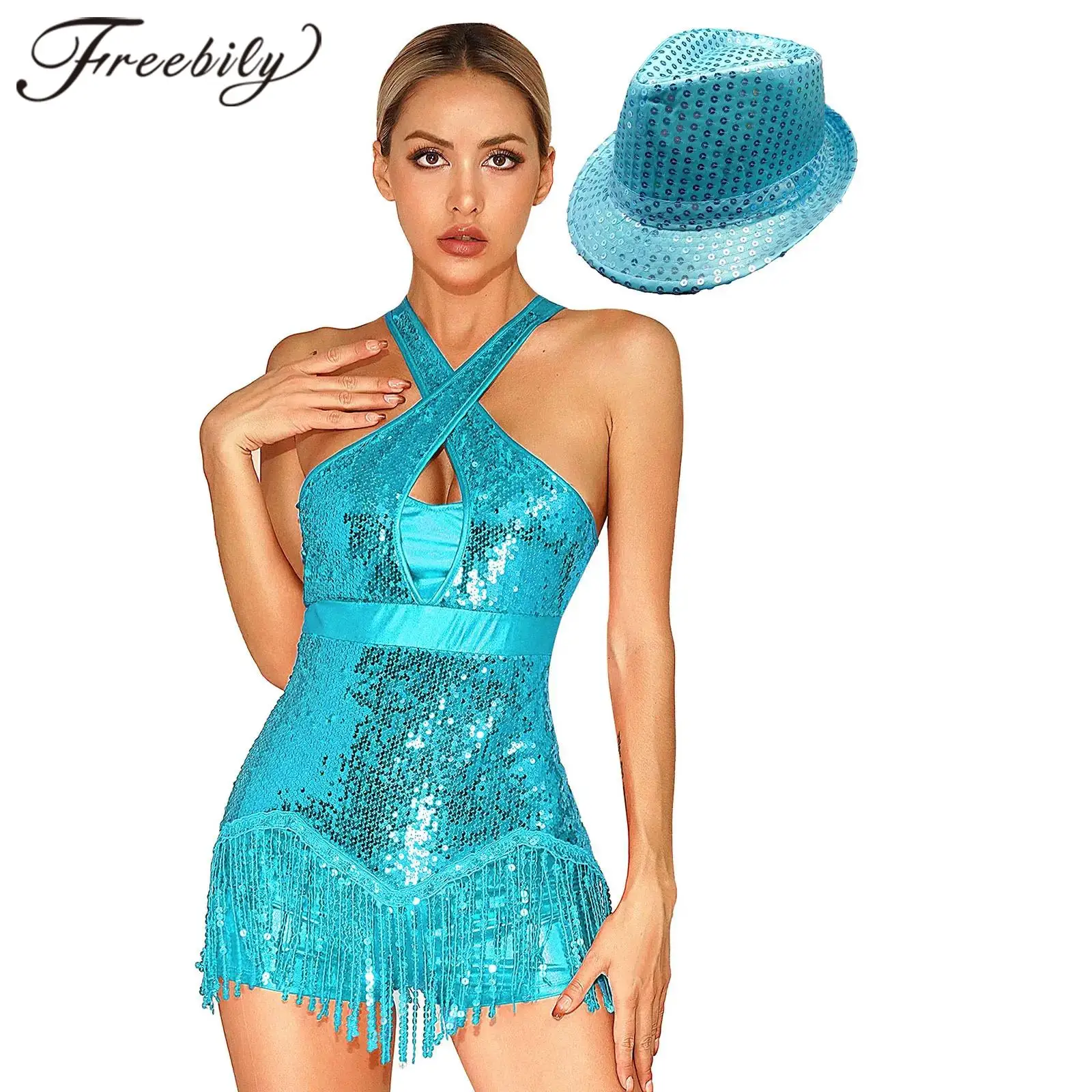 สตรี METALLIC Fringe บอดี้สูทพู่ Latin Dance Leotard ชุดสําหรับห้องบอลรูม Latin Tango Rumba Cha-Cha พู่บอดี้สูท