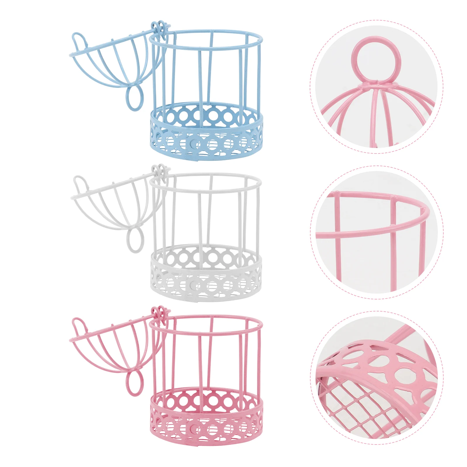 

3 PCS Mini Birdcage Ornament Girl Heart Decoration Desktop Storage Adornment Compact Fashion Chic Tabletop