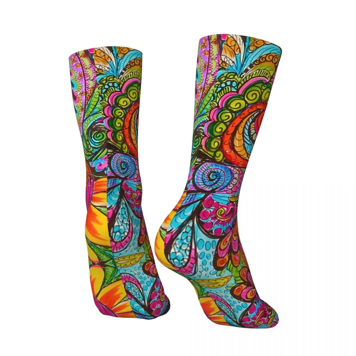 Retro Hearts And Flowers Case Men's compression Socks Unisex Selling Street Style Seamless Printed Novelty Crew Sock