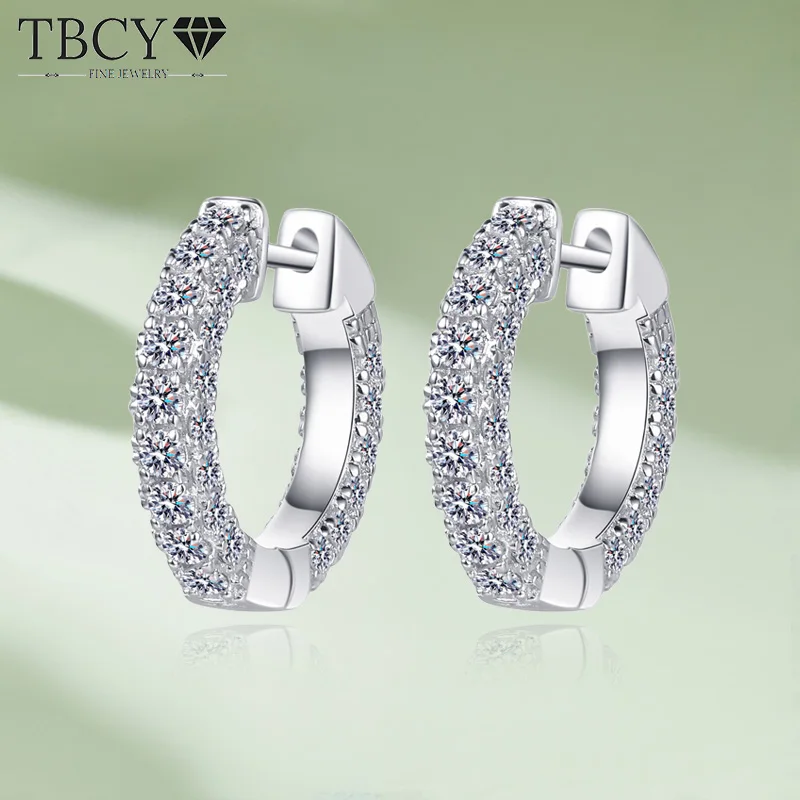 

TBCYD 1.92cttw D Color Moissanite Hoop Earrings For Women GRA Certified S925 Silver Sparkling Wedding Party Earrings Jewelry