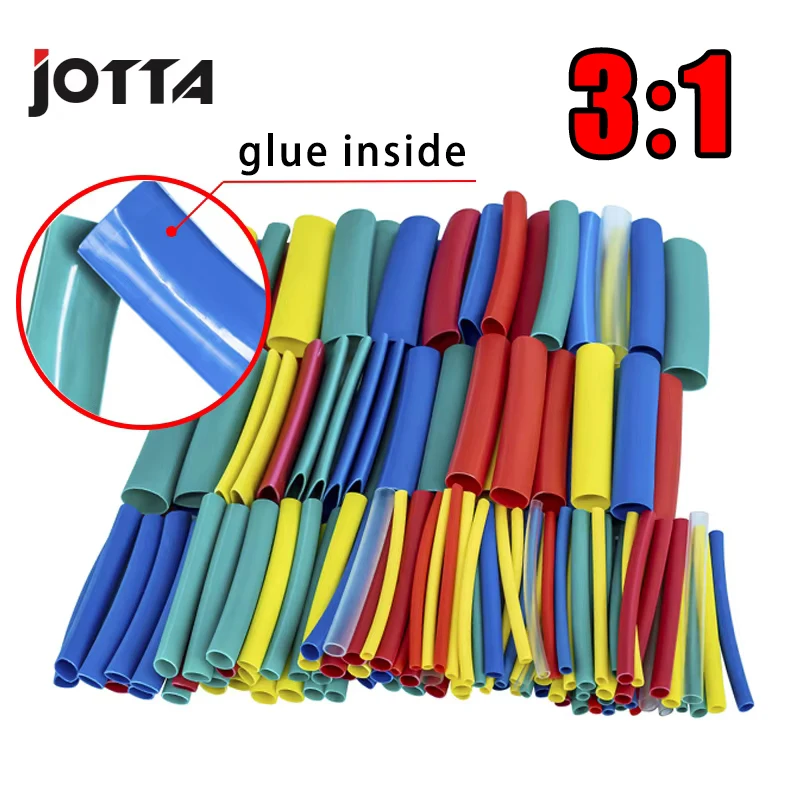 3:1 Heat Shrink Tube With Glue Inside 90 PCS 8 Size 1.6/2.4/3.2/4.8/6.4/7.9/9.5/12.7mm Wrap Wire Cable Kit