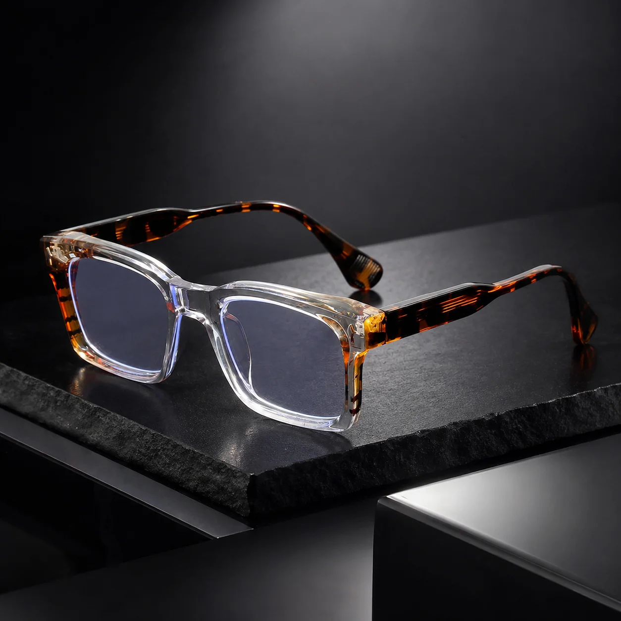 1pc Square Blue Light Blocking Glasses Thick Rectangular Frame Anti Eye Strain Eyeglasses for Men Women Office Street Daily Wear
