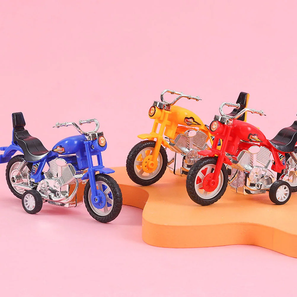 3 Pcs Pull Back Motorcycle Motorbike Toy Simulation Inertia Plaything Pull-Back Plastic Mini