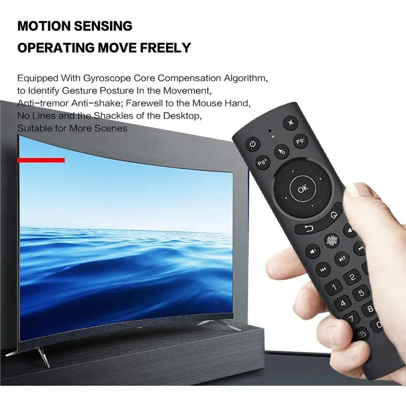 B03B-Backlit USB Wireless Voice Remote Control 2.4G Air Mouse With IR Learning Function For PC, Projector