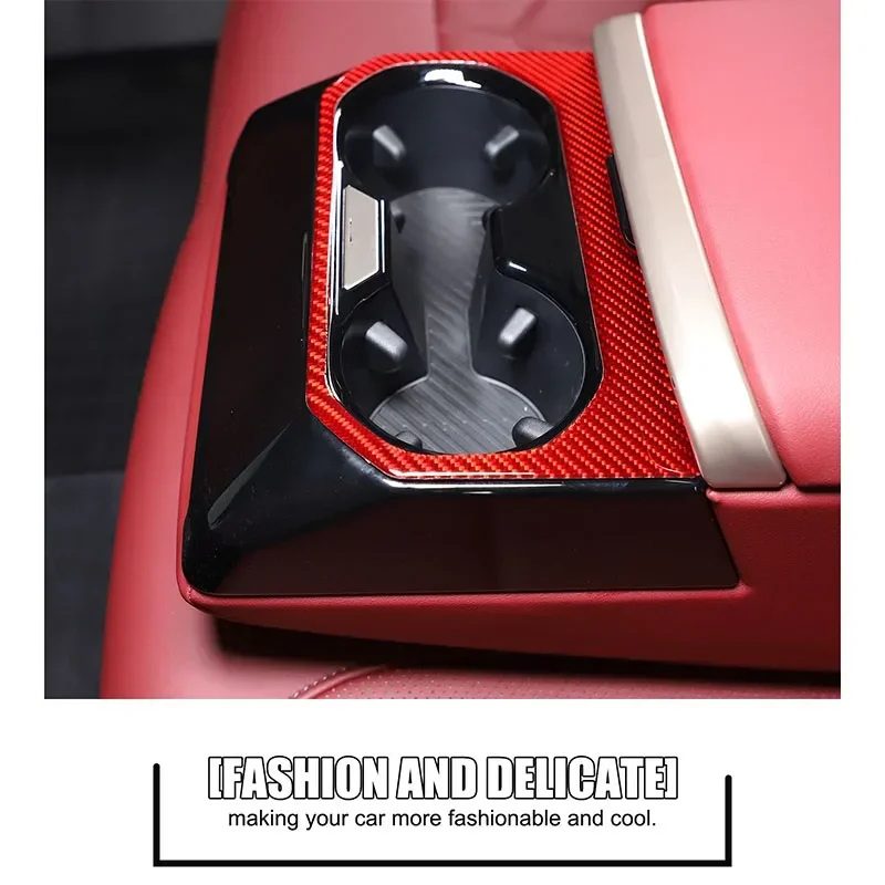 1 قطعة ألياف الكربون الناعمة لسيارات BMW 5 Series G60 2024 + حامل الكأس الخلفي للسيارة غطاء إطاري لوحة ملصق الكسوة اكسسوارات السيارات