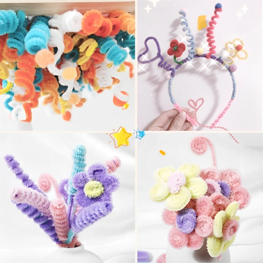 300 Pieces 21 Light Colors Pipe Cleaners Craft Supplies Chenille Stem Pipe Cleaners Bulk for Kids Creative DIY Project