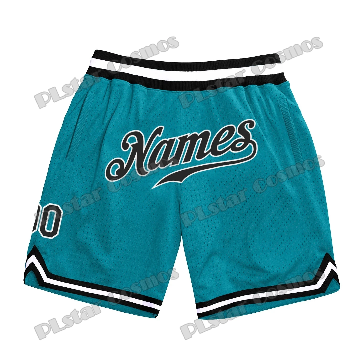 Custom Name and Number White Pink-Light Blue Basketball Shorts 3D Printed Men Youth Summer breathable mesh Sports Shorts LQD05