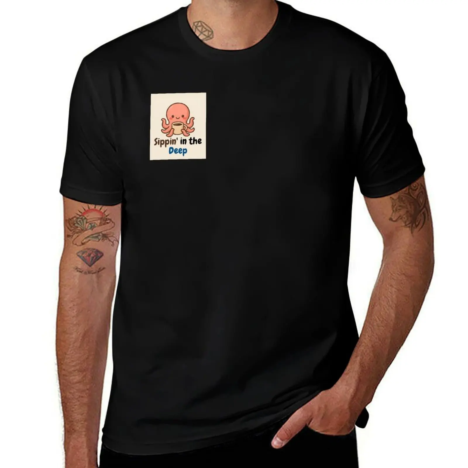 

Cute Octopus Drinking Coffee – Sip in the Deep Kawaii Sea Creature Art T-Shirt sweat graphic shirts mens designer t shirt
