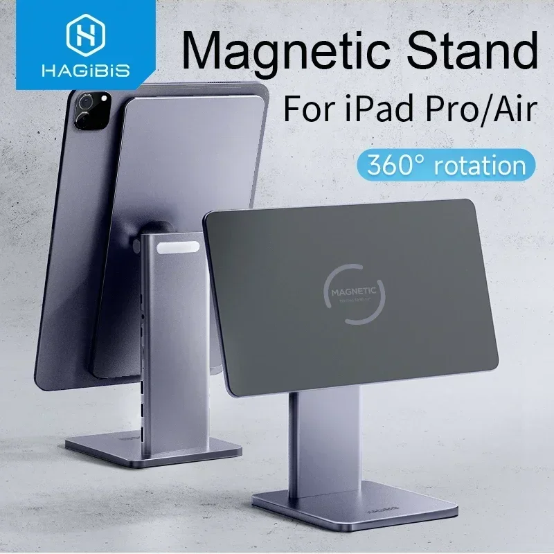New! Foldable Magnetic Stand for iPad Pro 12.9 3rd/4th/5th 11 iPad Air Tablet Aluminum Holder 10.9 Rotation bracket USB C Hub