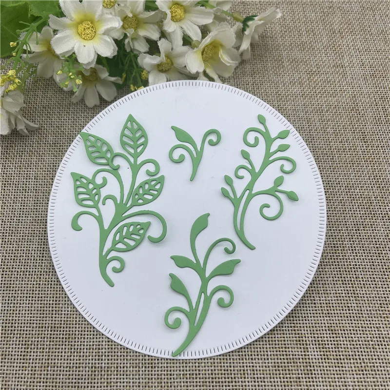 4pcs leaf decoration Metal cutting dies  mold Round hole label tag Scrapbook paper craft knife mould blade punch stencils dies