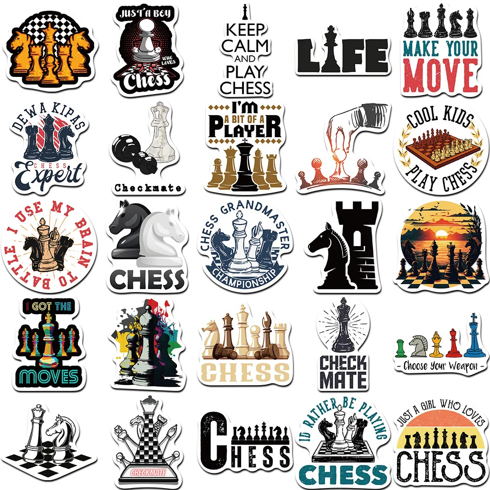 10/30/50Pcs Chess Game Sticker Waterproof Decal Laptop Motorcycle Luggage Snowboard Fridge Phone Car Sticker