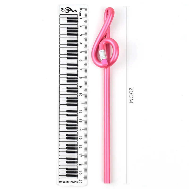 Music Curved Pencil Music Stationery Musical Note Soft Pencil with Eraser for Kids Standard 2B Pencil Colorful Magic Toy Pen