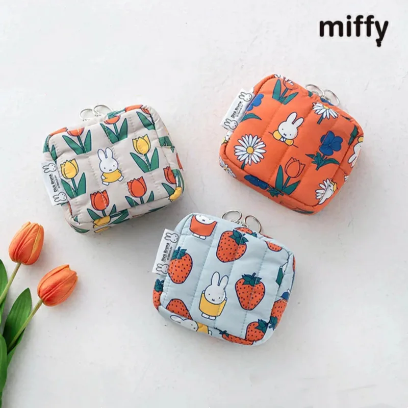 Bolsa de Maquillaje Kawaii Miffy con Estampado de Dibujos Animados, Bolsa de Almacenamiento de Algodón para Higiene, Portátil, con Forma de Sobre Rojo, Regalo para Niñas