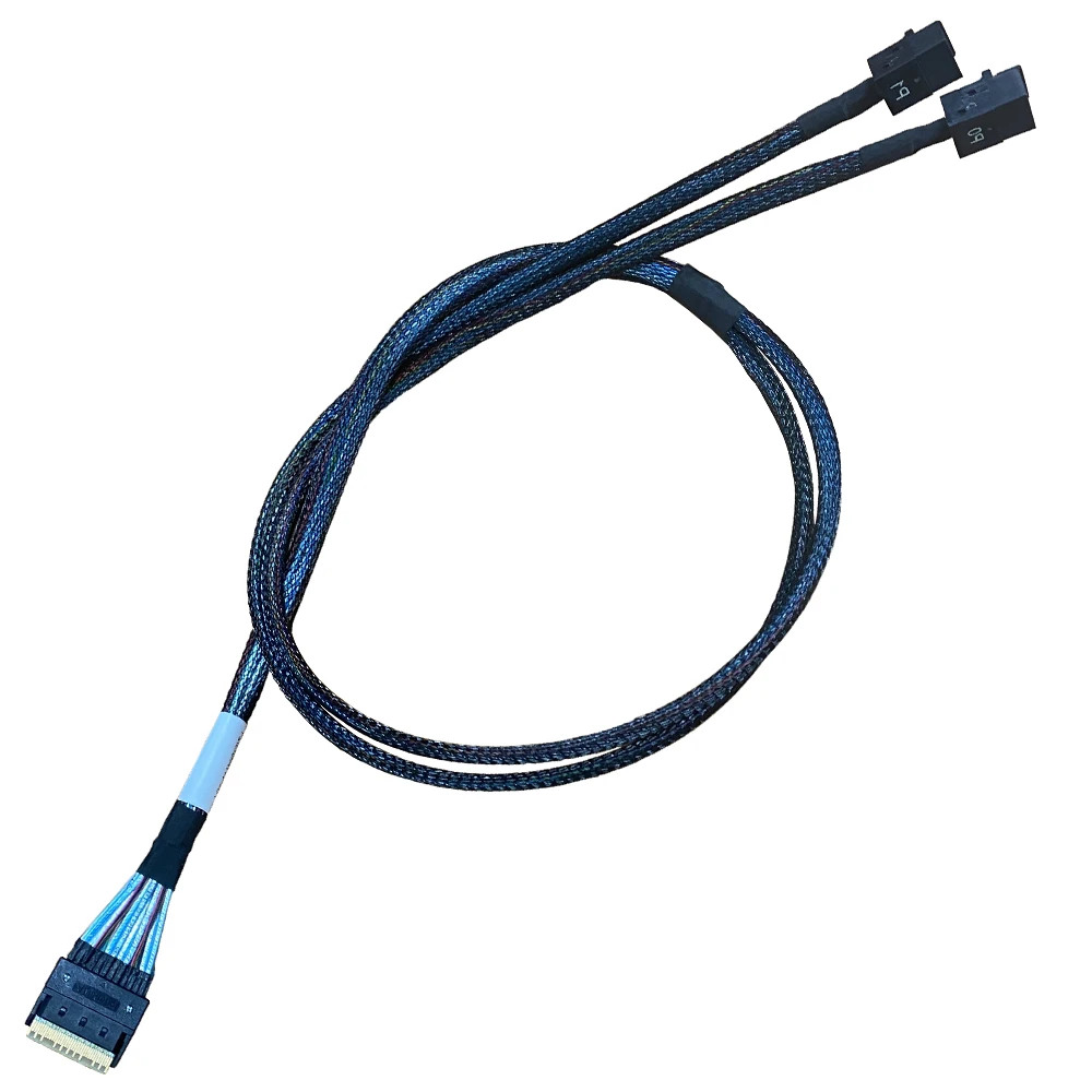 Hochgeschwindigkeits-HDD-Datenkabel Slimsas (sff8654 8i) bis 2 * Mini Sas HD (sff8643) Kabel