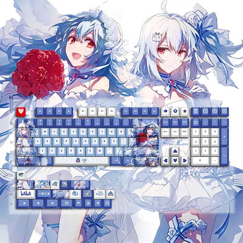 104Keys/Set Bilibili 22 33 for Mechanical PBT Cherry Keyboard  Japanese Anime Custom Design Cute Girl MX Switches DIY Custom