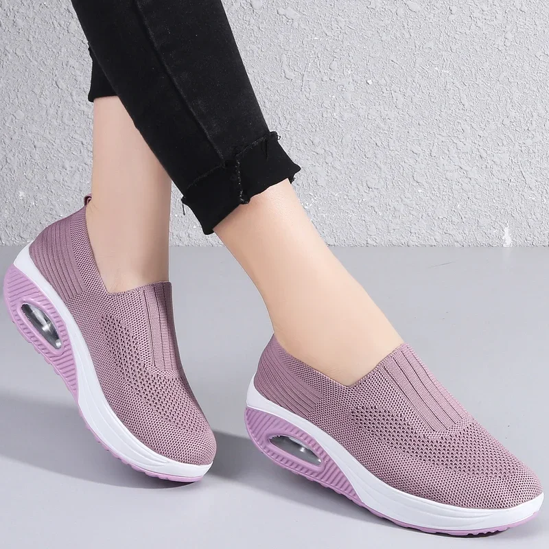 New Fashion Mom Air Cushion Dance Shoes Women\'s Casual Slope Heel Anti Slip Sneakers