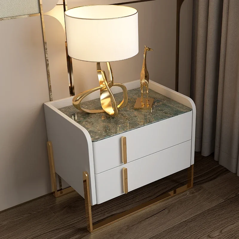 

Bedside table: modern, simple, light, luxurious, Italian, minimalist, Nordic leather art, bedside cabinet, creative