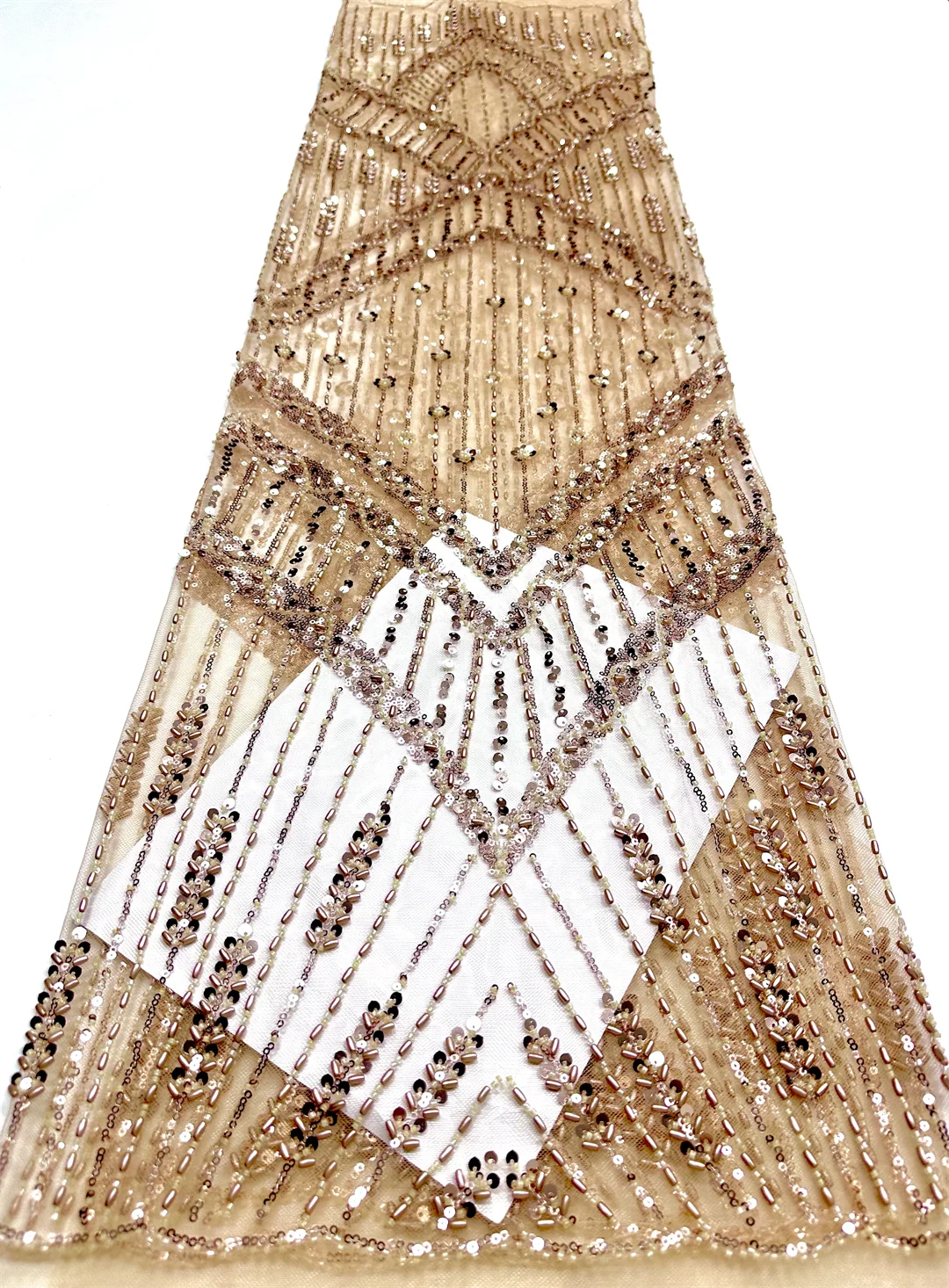 قماش دانتيل مطرز فاخر شبكة أفريقية عالية الجودة مع ترتر لخياطة حفلات الزفاف 2026 قماش عصري #4