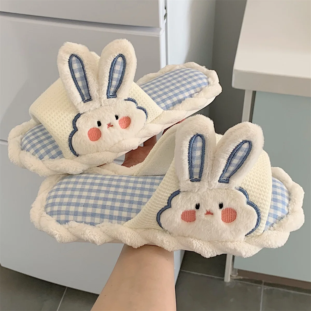Lovely Rabbit Linen Slipper Female Spring And Summer Household Antiskid Flip Flops Women Slippers Slides