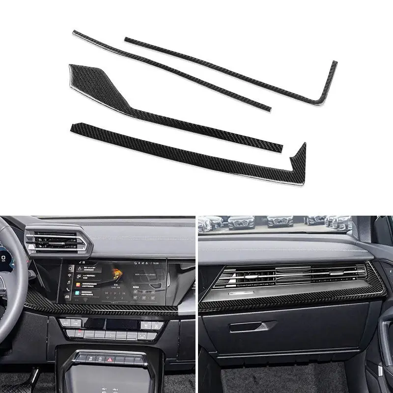 

For Audi A3 S3 8Y 2021 2022 2023 2024 2025 Car Accessories Dashboard Panel Frame Air Vents Strips Trim Soft Carbon Fiber Sticker