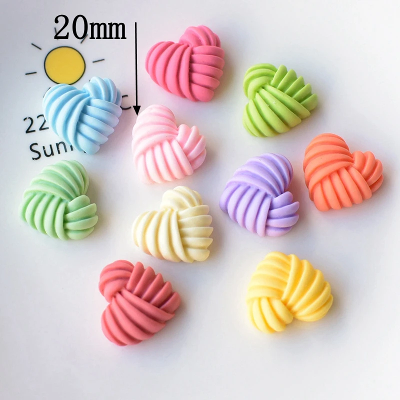 10Pcs New Cute Resin  Mini Cartoon Heart-Shaped Series Flat Back Manicure Parts Embellishments For Hair Bows Accessories