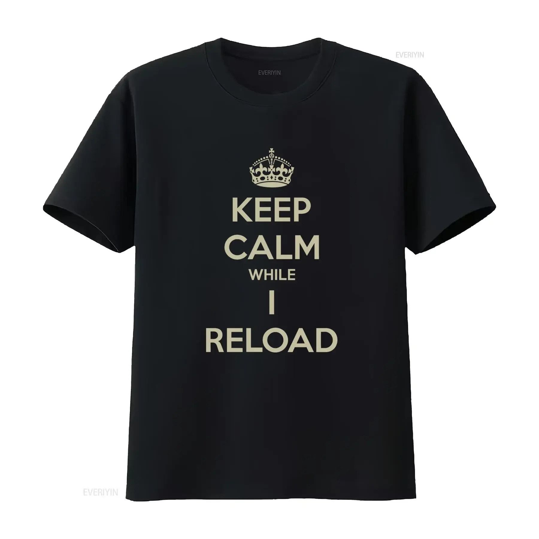 Funny Keep Calm While I Reload Style T Shirt Unique Design for American Fashion Lovers vintage Washed streetwear Soft