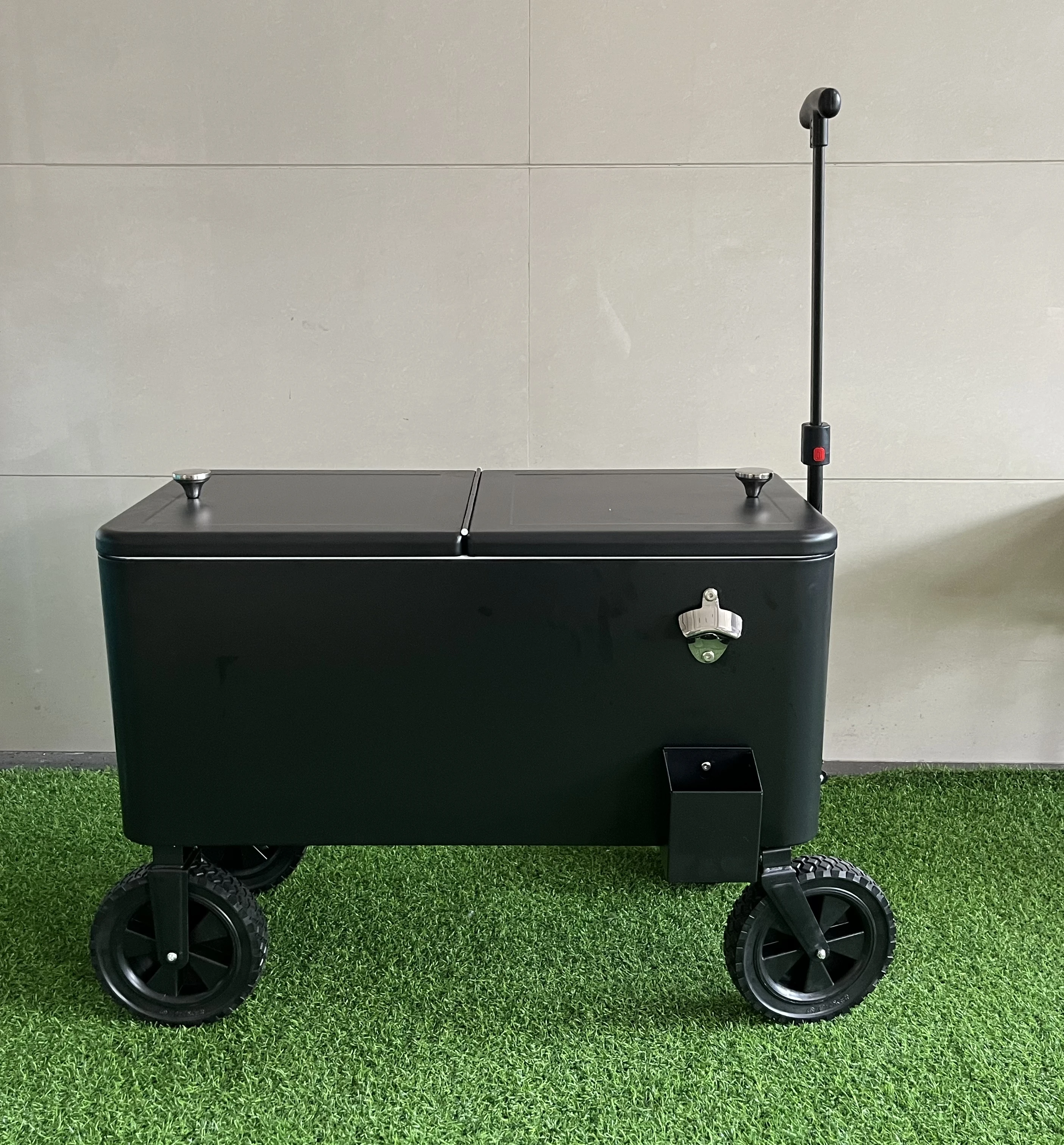 80 Quart Cooler Kitchen Wagon Wheels Beach/ Off Road Coolers With All Terrain Knobby Tires Outdoor Use Keep Cold 48Hours view 3