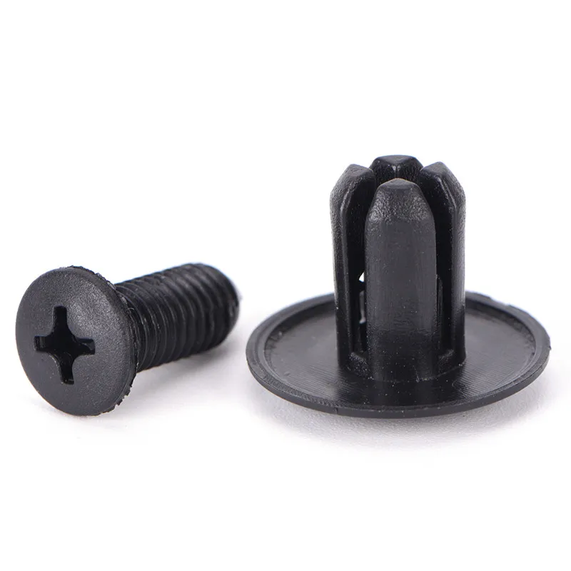 50pcs 8mm Auto Car Bumper Fender Retainer Push Black Plastic Clips Fasteners Universal Automotive Plastic Expansion Screw Clip