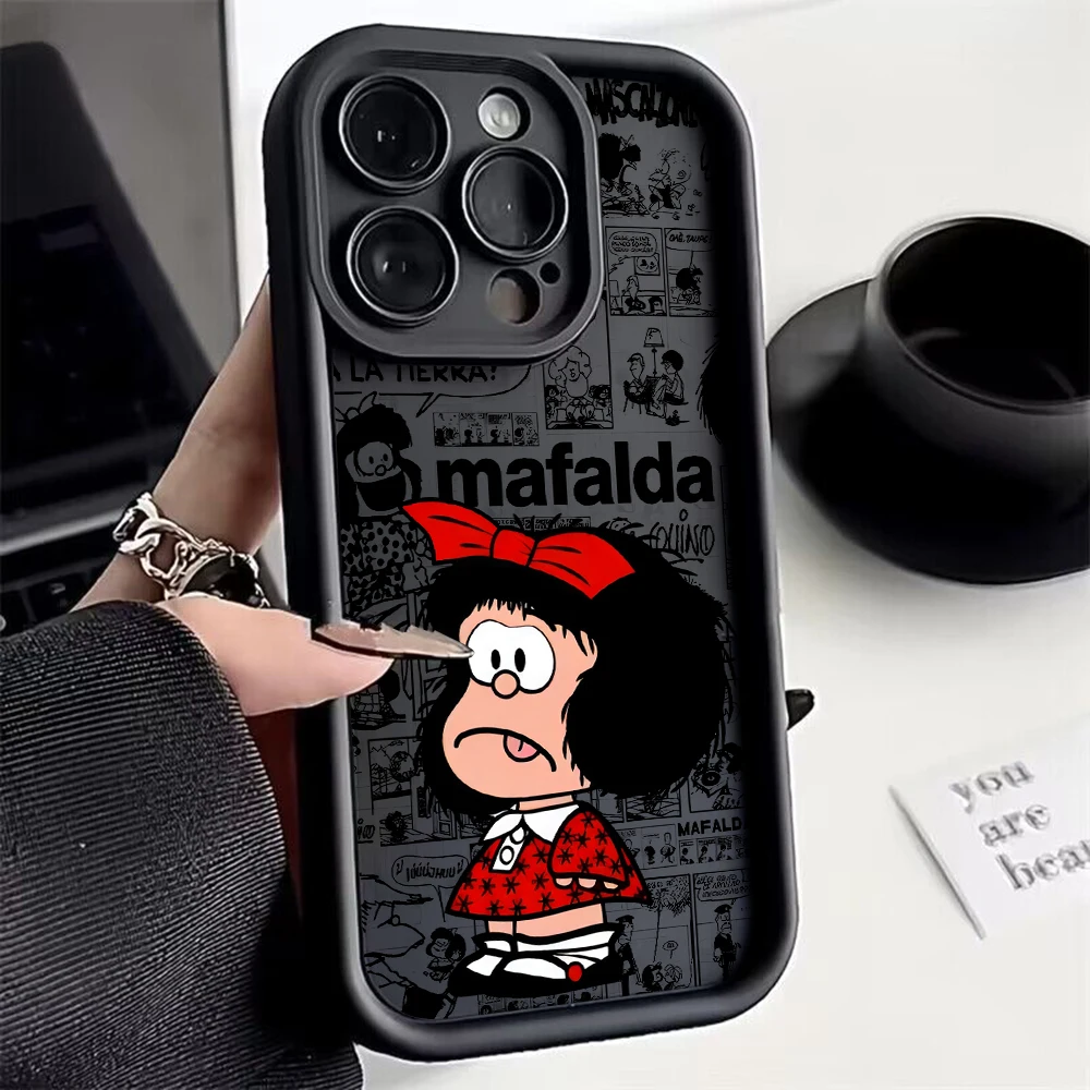 Cute Little Girl M-Mafaldas Phone Case For OPPO Reno 3 4 5 6 7 7Z 8 8T 10 11 Pro Plus 4G 5G Soft TPU Back Cover With Hand Strap