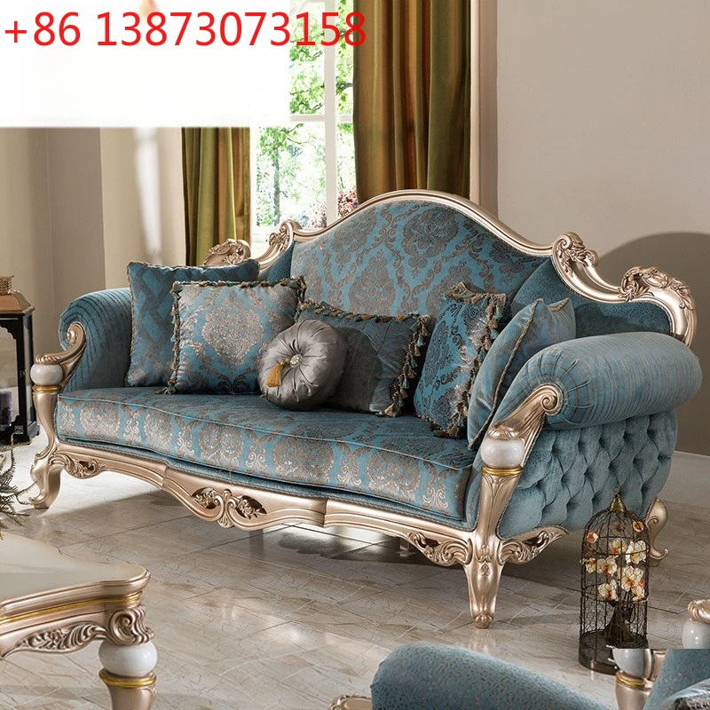 

Европейский тканевый диван-комбинация в стиле французского двора, с резьбой по массиву дерева, в неоклассическом стиле, для гостиной виллы, ручная роспись.