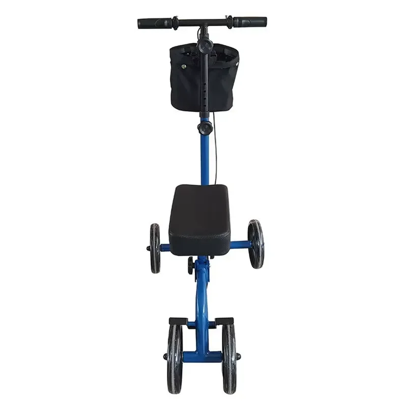 Adjustable Steel Knee Walker Scooter with 8 Inch PVC Wheels Soft Sponge Pad and Storage Bag for Foot Ankle Injury Recovery