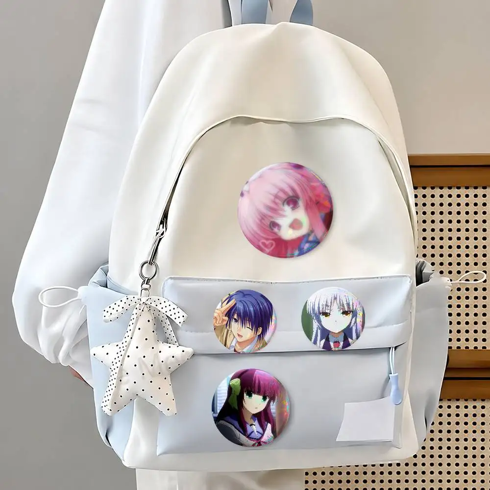 Anime A-Angel Beat-s Cute Cool Round Pin Badge Set For Anime Game Music Cartoon Fans Backpack Denim Jacket Hat Decoration