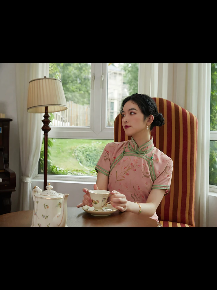 

Летнее винтажное двойное платье Ruhua Fre Peach Pink, длинная юбка для молодых девушек ort Sve Flor...