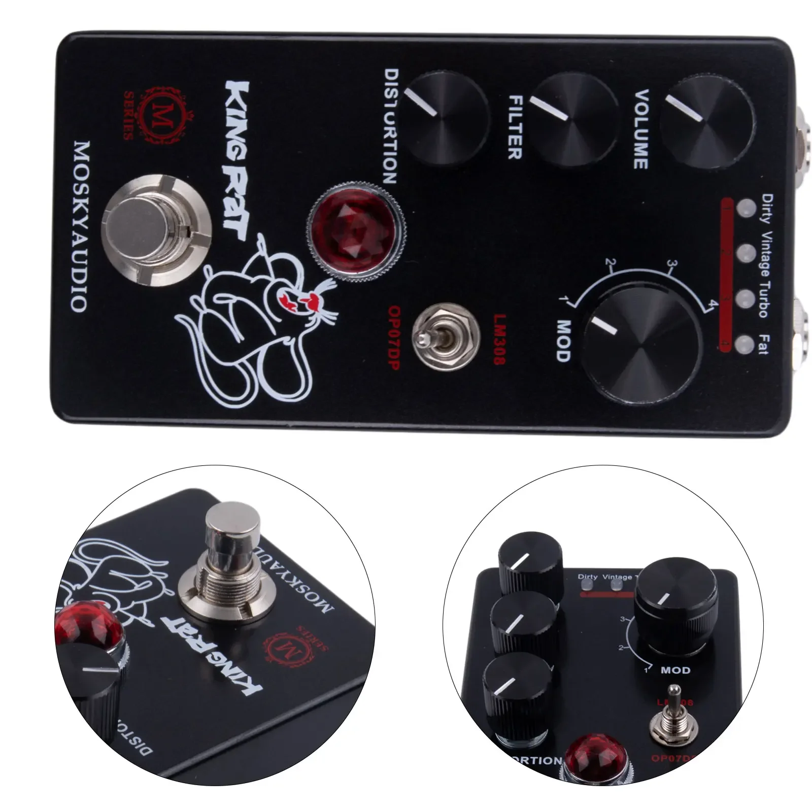 

New Practical Quality Useful Effects Pedal Guitar Volume 100mA 115* 64 *48mm Fuzz Distorition LM308/OP07DP Mosky King Rat