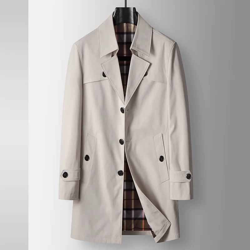 2026 Men Luxury Business Casual Coat Trench Coat Spring Autumn Long British Light
