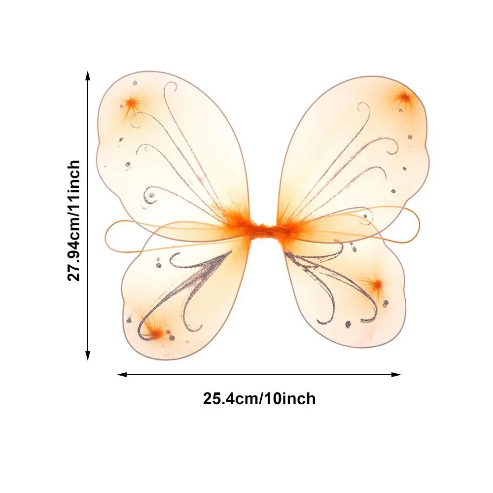 جوارب حريرية لأداء الهالوين للأطفال ، أجنحة ، لمعان ، فراشة ، فستان فاخر ، زي جناح خرافي ، خلع الملابس ، 11x10"